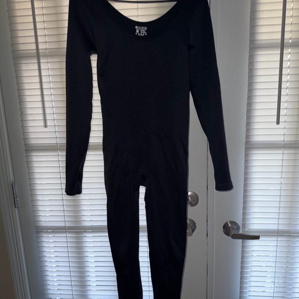 GAP Black Ribbed Long Sleeve Jumpsuit